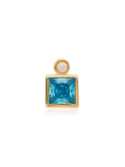 Anni Lu Blue Bling Gold Plated Crystal Stud - Metallic