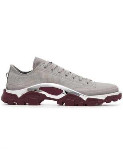 Adidas Originals Grey And Maroon Red Raf Simons Detroit Sneakers In Grey,pink,silver