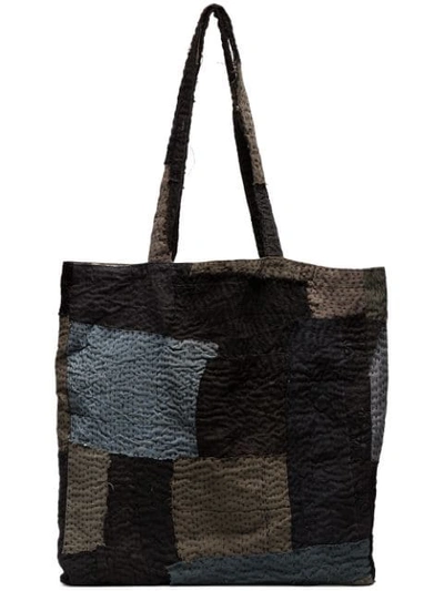 By Walid Blue Patch Top Handle Tote Bag In 108 - Red