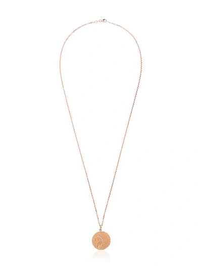 Shay 18kt Rose Gold Coin Pave Diamond Necklace In Metallic