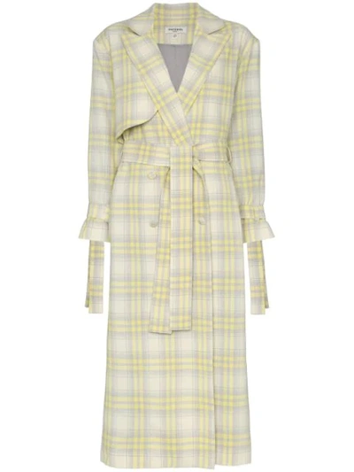 Materiel Matériel Check Wool Trench Coat In Grey