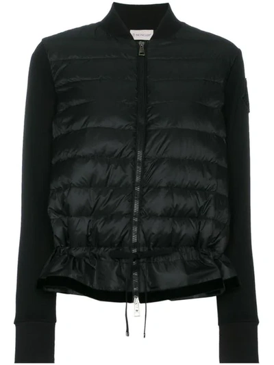 Moncler Knitted Sleeve Puffer Jacket In Black