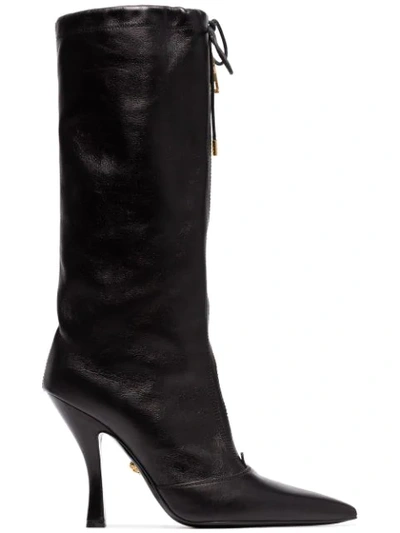 Versace Mid-calf Zip Boots In Black