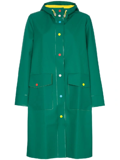 Mira Mikati Long Length Hooded Raincoat In Green