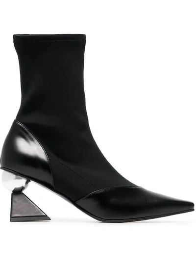 Yuul Yie 70 Black Neoprene And Leather Ankle Boots