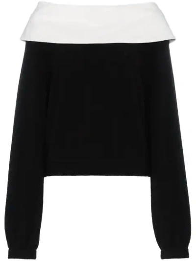 Adeam Convertible Collared Cashmere Sweatshirt In Black
