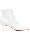 Gianvito Rossi White 55 Lace Up Leather Ankle Boots