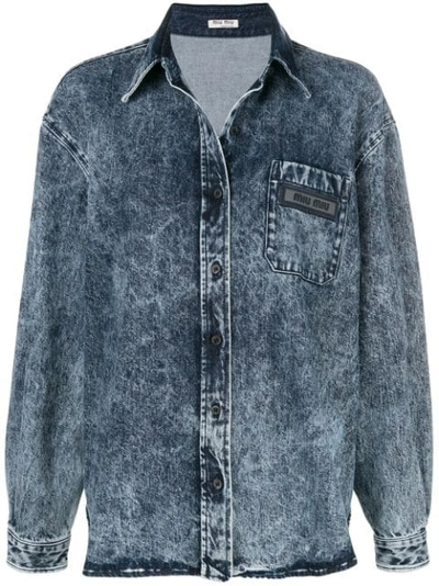 Miu Miu Oversized Denim Shirt In Blue