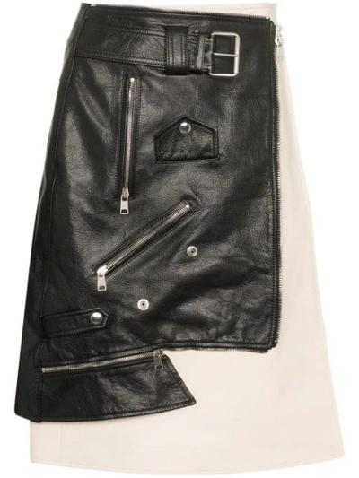 Alexander Mcqueen Leather Biker Skirt In Black