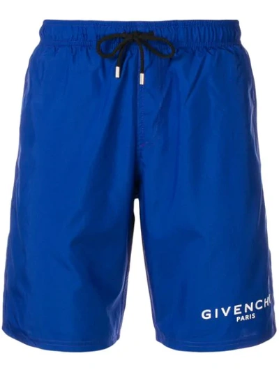 Givenchy Side Logo Swim Shorts In Blue