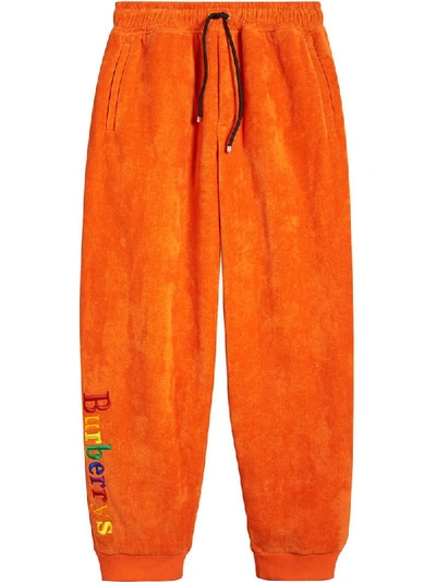 Burberry Archive Logo Terry Jogger Sweatpants In Orange