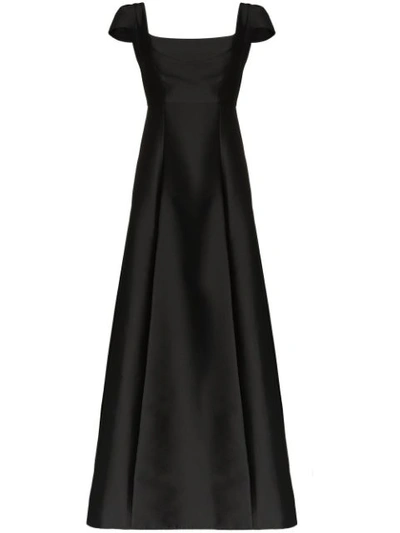 Vika Gazinskaya Cap-sleeved Taffeta Gown In Black