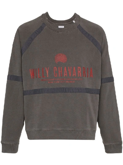 Willy Chavarria Battery Logo Print Cotton Sweatshirt In Grey