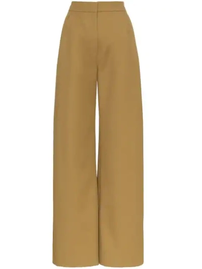 Vika Gazinskaya Straight Wide Leg Wool Trousers In Green