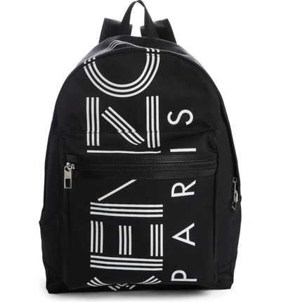 Kenzo Black Tiger Logo Embroidered Leather Backpack - 黑色 In Black
