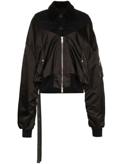 Ben Taverniti Unravel Project Unravel Project Zip Up Cotton And Shearling Bomber Jacket In Black