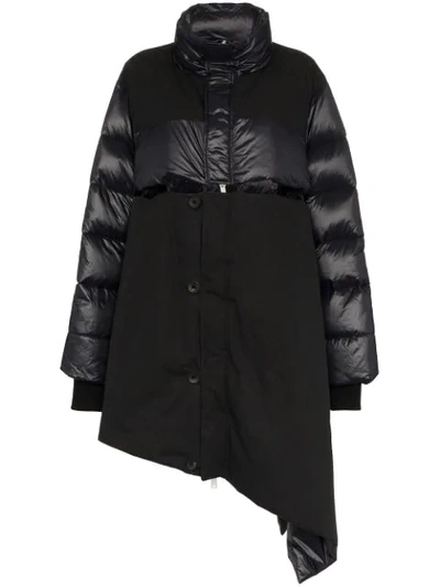 Ben Taverniti Unravel Project Unravel Project Asymmetric Padded Feather And Cotton Coat In Black