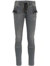Ben Taverniti Unravel Project Unravel Project Lace Up Skinny Cotton Jeans In Grey