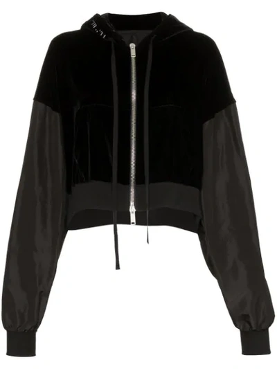 Ben Taverniti Unravel Project Unravel Project Cropped Panel Hooded Jacket - Black