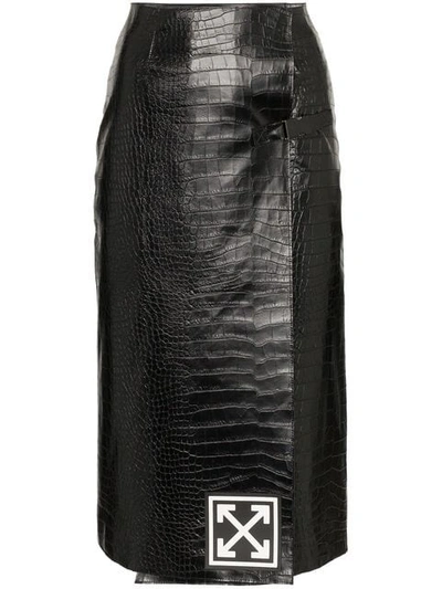 Off-white High-waisted Leather Pencil Skirt In Black