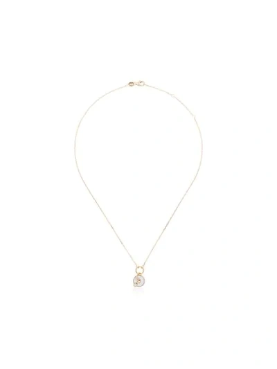 Foundrae 18k Yellow Gold White Disk Drop Diamond Necklace