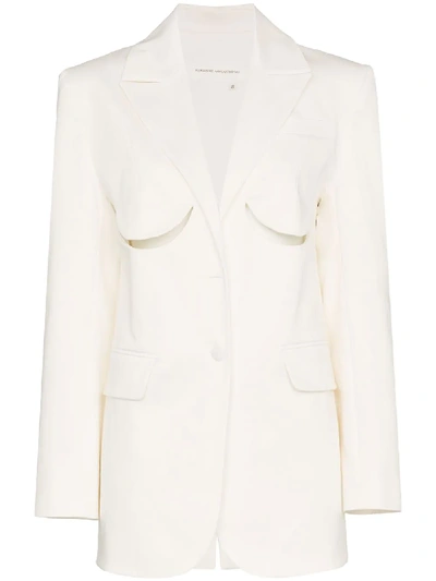 Aleksandre Akhalkatsishvili Cutout Detail Cotton Blazer In White