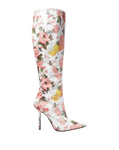 Vetements Floral-print Leather Knee Boots In White