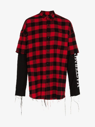 Mastermind Japan Mastermind World Layered Check Cotton Shirt In Black