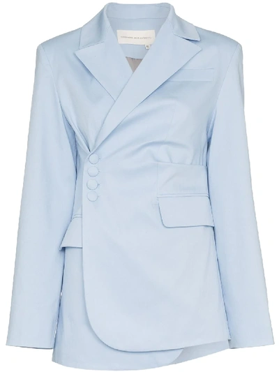 Aleksandre Akhalkatsishvili Asymmetric Side Button Cotton Blazer - Blue