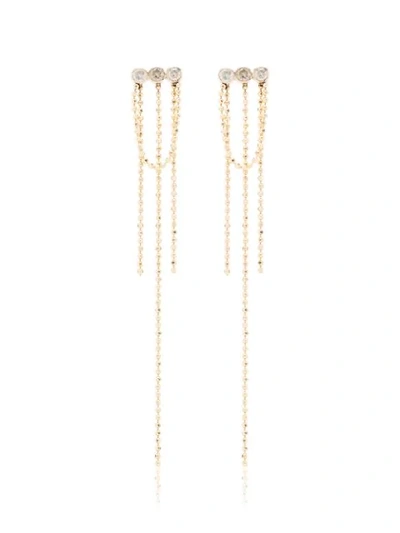 Xiao Wang 14kt Yellow Gold Elements Diamond Chain-drop Earrings In Metallic