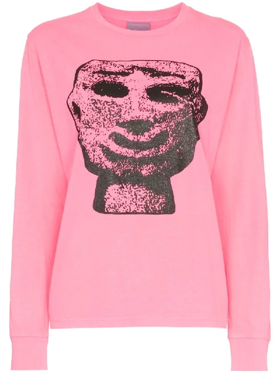 Ashley Williams Stone Head Graphic Cotton T-shirt - Pink