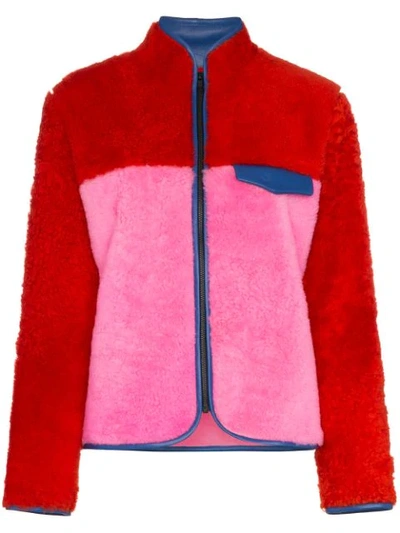 Ashley Williams Alice Fleece Shearling Jacket In Red