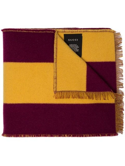 Gucci Violet And Yellow Guccy Motif Scarf