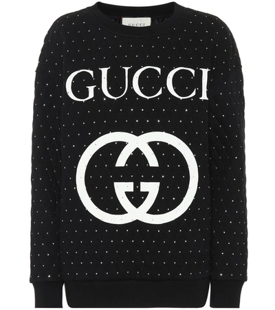 Gucci Gg-interlock Stud Quilted Heavy Felted Cotton Jersey Sweatshirt In Black