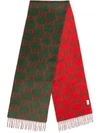 Gucci Green And Red Alpaca Wool Scarf
