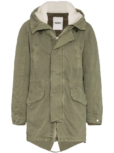 Yves Salomon Shearling Lined Feather Down Parka - Green