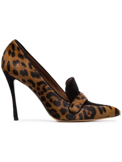 Tabitha Simmons Brown Caspian 100 Leopard Print Ponyskin Pumps