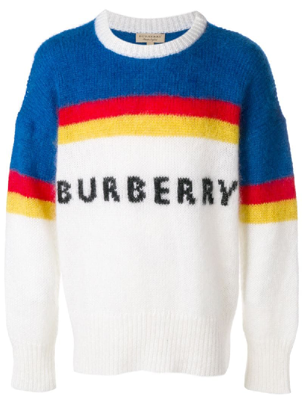 Burberry Striped Logo Intarsia Mohair 