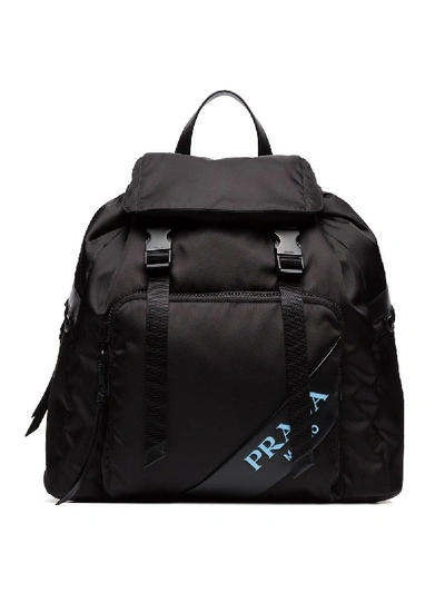 Prada Logo Nylon Backpack In Black