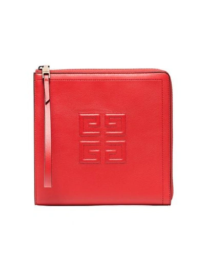 Givenchy Red Iconic Leather Wristlet Pouch