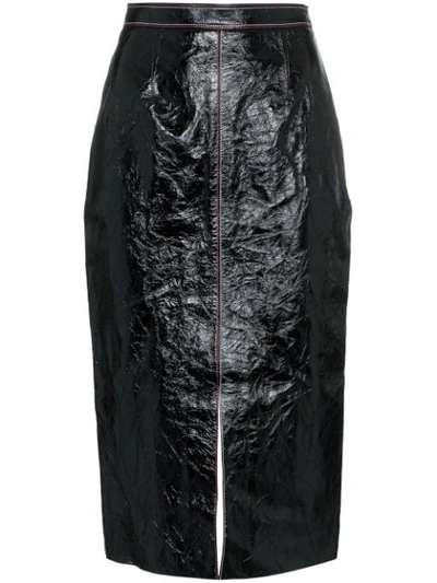 Roland Mouret Birch Crinkled Patent-leather And Jersey Skirt In Black