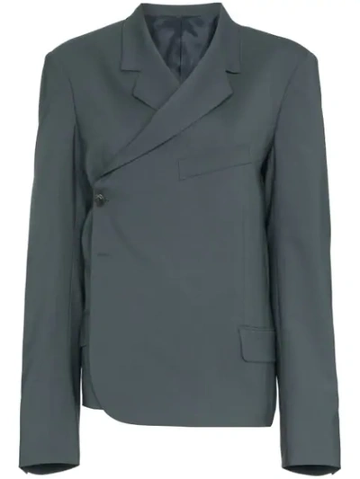 Martine Rose Twisted Double Breasted Wool Blend Blazer - Grey