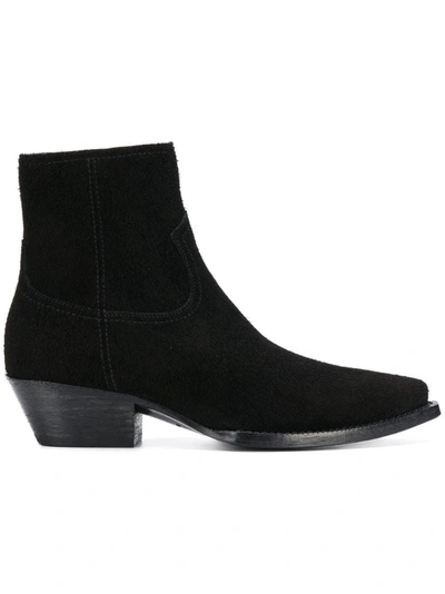 Saint Laurent Lukas 40mm Cowboy Ankle Boots In Black