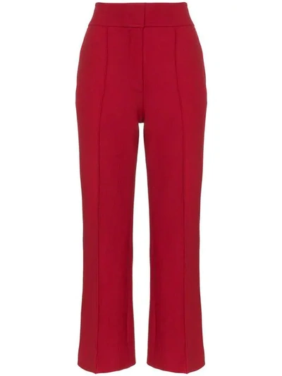 Joseph Ridge Seam Wool-cotton Blend Trousers In Red