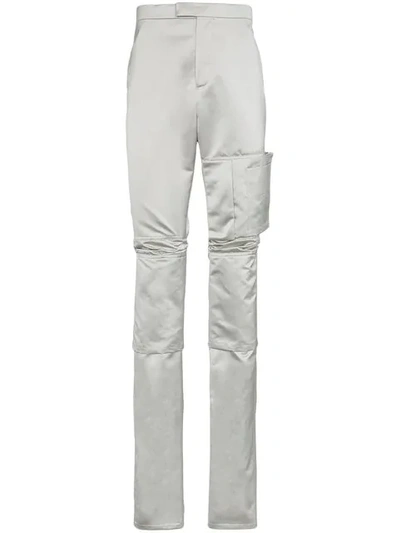 Raf Simons Flap Pocket Slim Leg Trousers In Grey