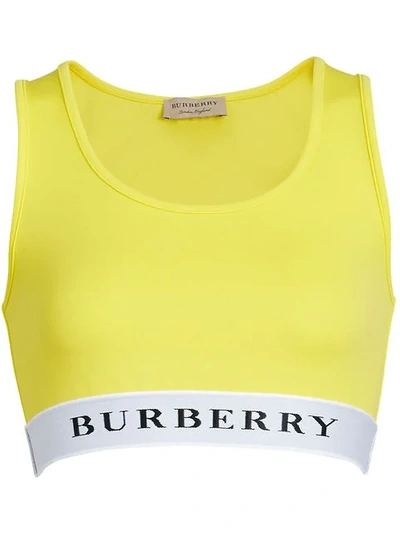 Burberry Logo Stretch Jersey Bra Top In Yellow