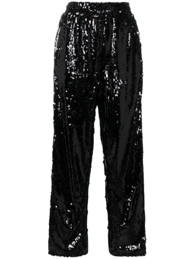 Faith Connexion Sequin Embellished Split Trousers In Black