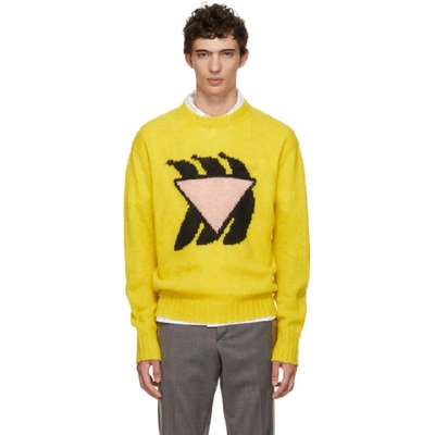 Prada Banana Intarsia Knit Sweater In Yellow