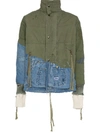 Greg Lauren Padded Denim Cotton Jacket In Green