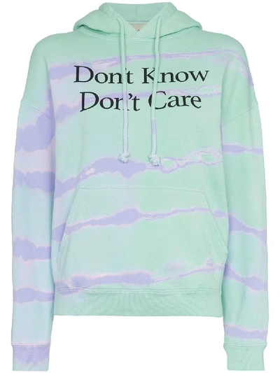 Ashley Williams Don't Know Don't Care Print Cotton Hoodie In Green